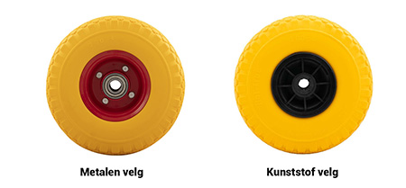 Anti lek steekwagenwiel met kunststof velg of metalen velg 