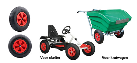 wielen voor een skelter of kruiwagen
