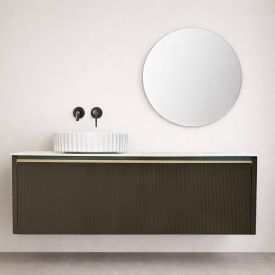 Milan badkamermeubelset 140 cm, 2 lades, topblad & wastafel, LED spiegel - antraciet