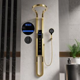 Regendouche Aura geborsteld goud, thermostatisch, digitaal - QMIX911