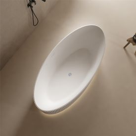 Solid surface vrijstaand bad mat wit 180 cm - ledstrip sensor verticaal reliëf