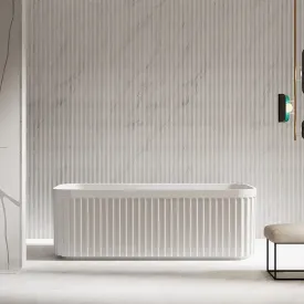 Freestanding bath 170 x 75 cm vertical relief matt white - Wahlbach