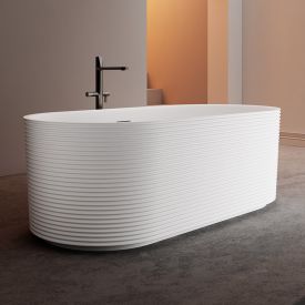 Vrijstaand bad 170 x 80 cm horizontaal reliëf glanzend wit - Wahlbach