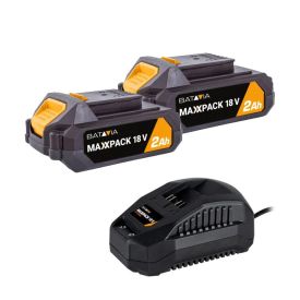 Startersset 2x accu 2.0 Ah + lader - BATAVIA