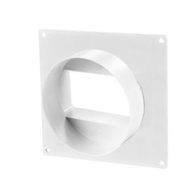 Ventilatiekanaal vlak 110x54 mm verloopstuk met muurplaat plat > ø100 mm