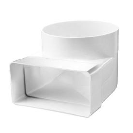 Ventilatiekanaal vlak 220x90 mm bochtstuk 90° verticaal > ø150 mm