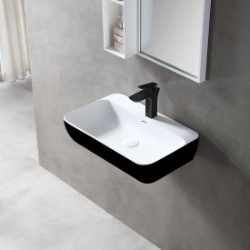 Wastafel 60 cm mat wit/zwart buiten solid surface - Wahlbach