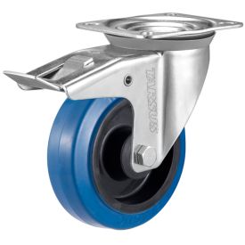 Zwenkwiel met rem 160 mm rubber blauw - TARSUS