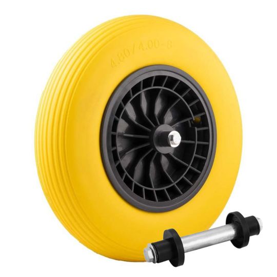 Kruiwagenwiel anti lek PU 4.80/4.00-8 kunststof velg incl. as