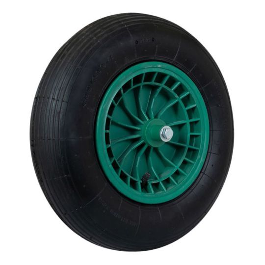 Kruiwagenwiel 4.80/4.00-8 luchtband kunststof velg incl. as groen