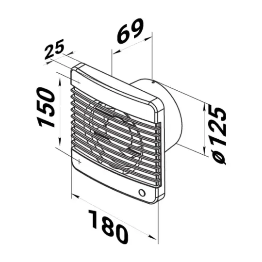 Badkamer ventilator timer ø125 mm wit Basic