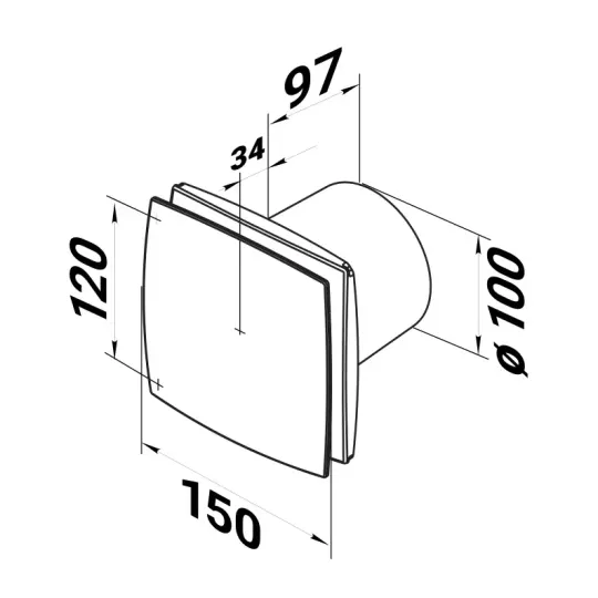 Badkamer ventilator timer 100 mm aluminium Silent