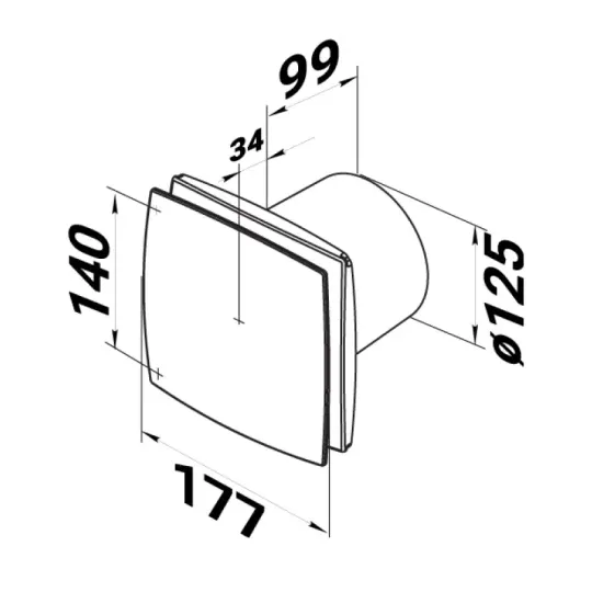Badkamer ventilator vochtsensor/timer ø125 mm Silent