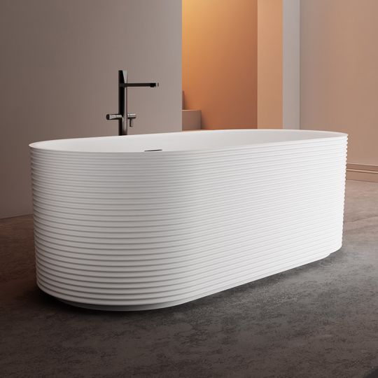 Vrijstaand bad 170 x 80 cm horizontaal reliëf glanzend wit - Wahlbach