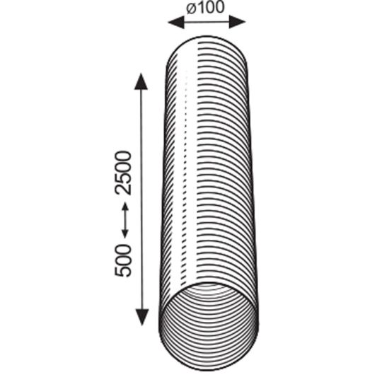 Semi-flexibele afvoerslang ø100 mm - aluminium 2,5 meter