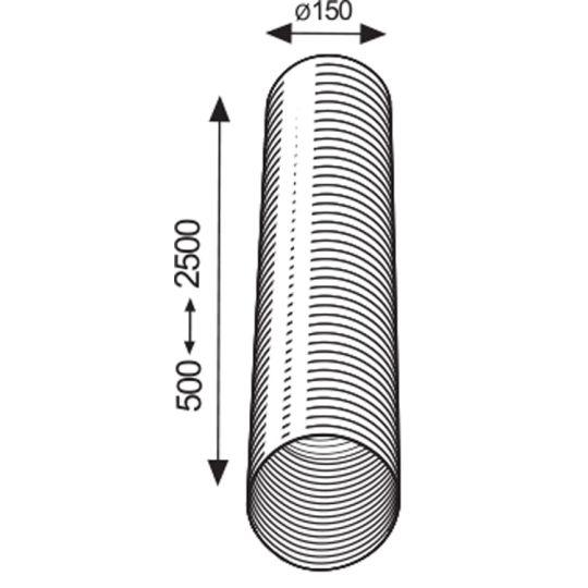 Semi-flexibele afvoerslang ø150 mm - aluminium 2,5 meter