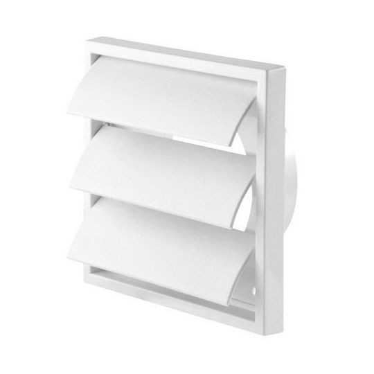 Ventilatierooster met lamellen wit 155 x 155 mm Ø 100 mm
