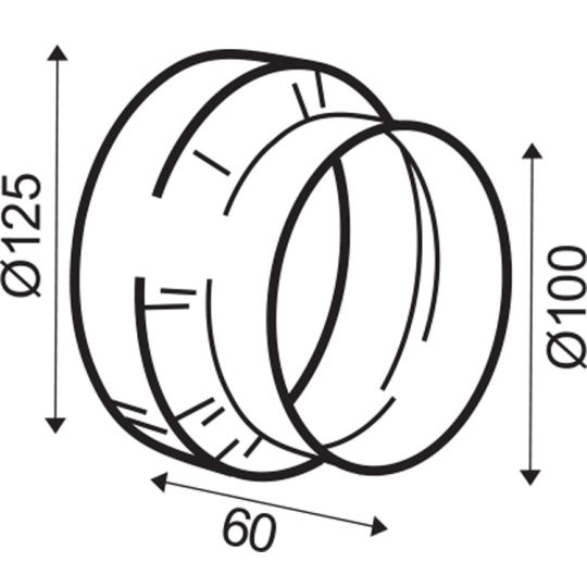 Ventilatiebuis verloopstuk ø100 mm > ø125 mm