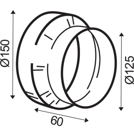 Ventilatiebuis verloopstuk ø125 mm &gt; ø150 mm