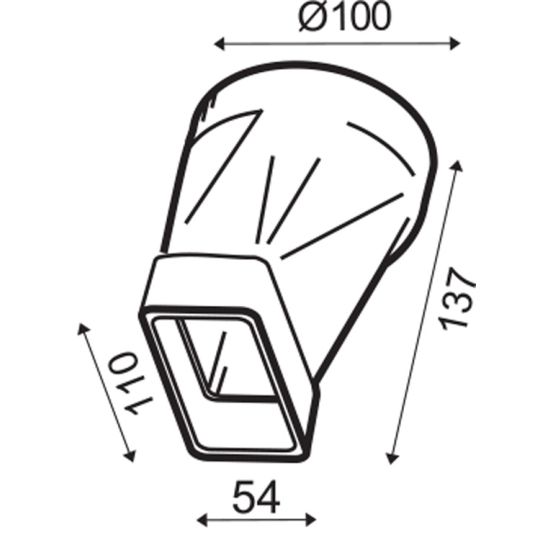 Ventilatiekanaal verloopstuk vlak 110x54 mm > ø100 mm