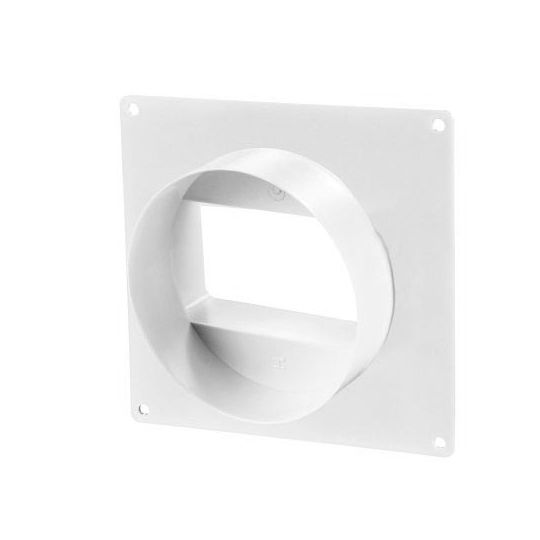Ventilatiekanaal vlak 110x54 mm verloopstuk met muurplaat plat > ø100 mm