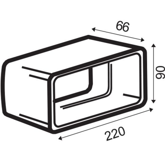 Ventilatiekanaal vlak 220x90 mm kanaalverbinder