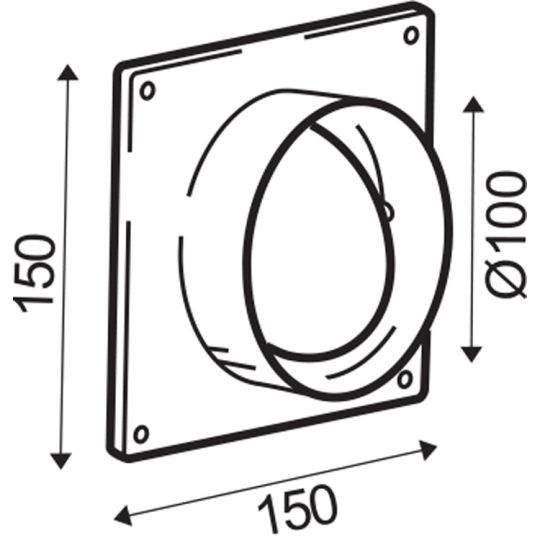 Ventilatiebuis muuraansluiting met terugslagklep ø100 mm