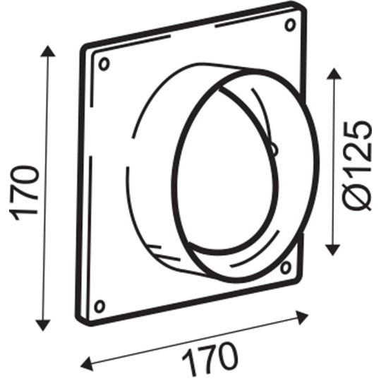 Ventilatiebuis muuraansluiting met terugslagklep ø125 mm