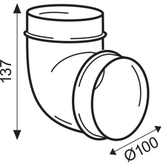Ventilatiebuis ø100 mm bocht 90°