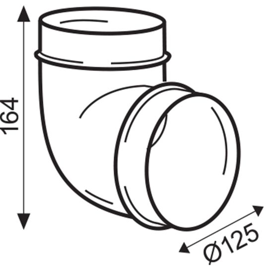 Ventilatiebuis ø125 mm bocht 90°