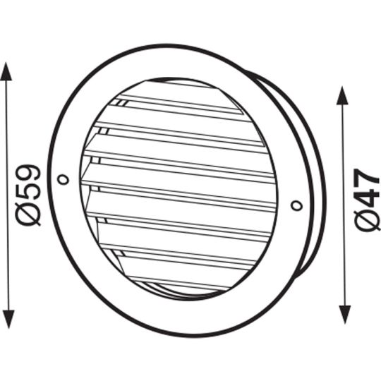 Ventilatierooster rond kunststof wit 59x47 mm 4 stuks