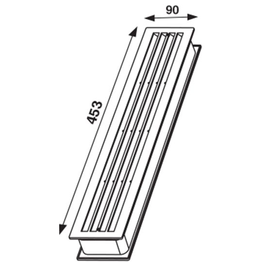 Deurrooster kunststof wit 433x78 mm