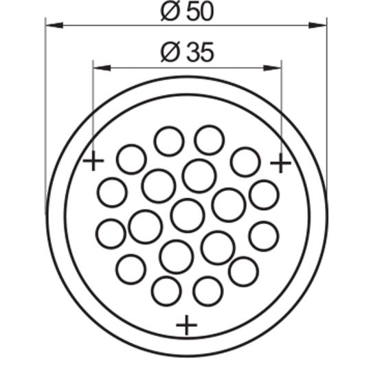Ventilatierooster rond staal wit Ø50 mm