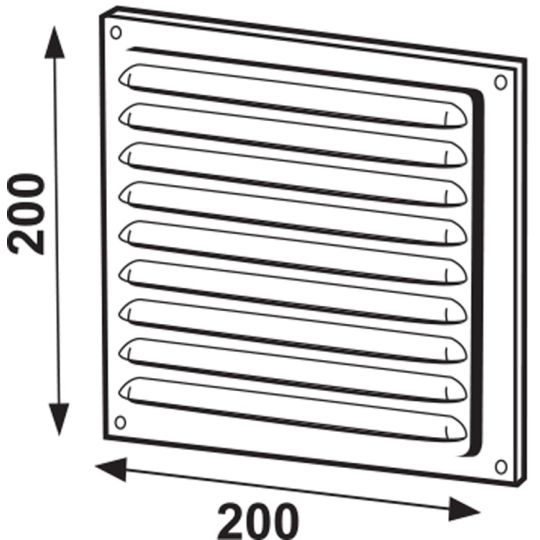Schoepenrooster met vliegengaas aluminium wit 195x195 mm