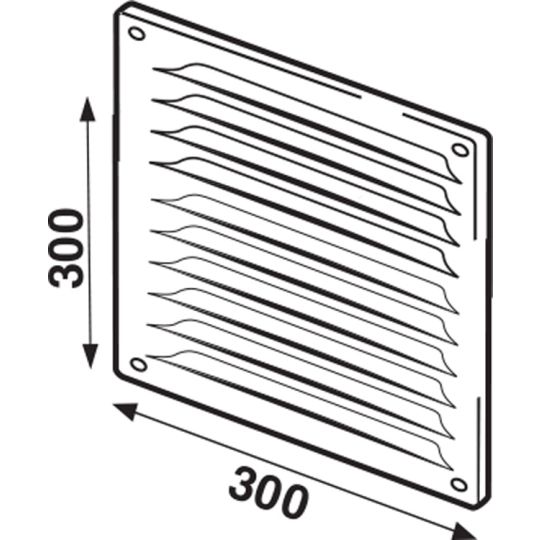Schoepenrooster met vliegengaas aluminium wit 300x300 mm