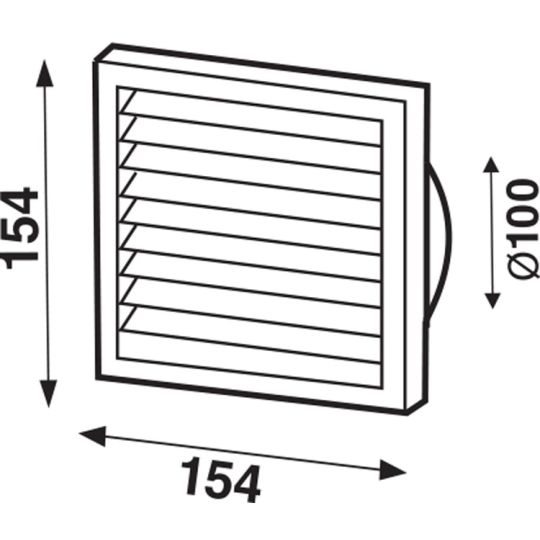 Ventilatierooster kunststof met vliegengaas wit 154x154 mm buis Ø100 mm