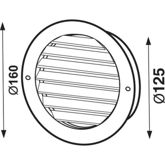 Ventilatierooster rond kunststof wit Ø125 mm