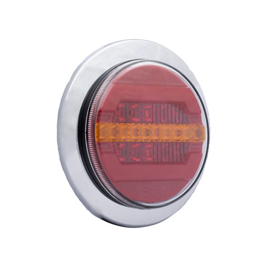 Achterlicht rond met dynamic LED en chromen ring