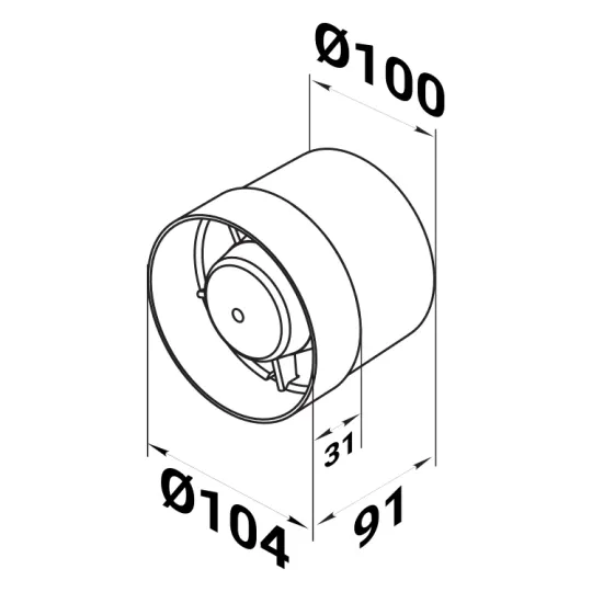 Buisventilator ø100 mm wit Basic