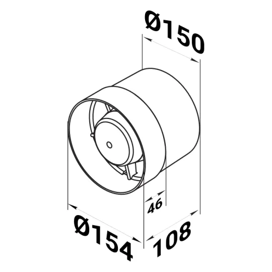 Buisventilator ø150 mm wit Basic