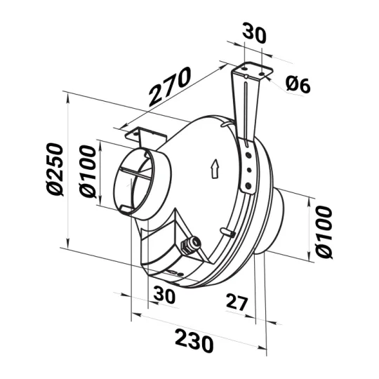 Centrifugaal ventilator kunststof ø100 mm