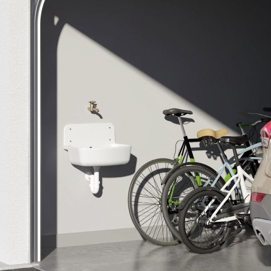 Uitstortgootsteen kunststof wit 490x350 mm incl. afvoerplug - WAHLBACH